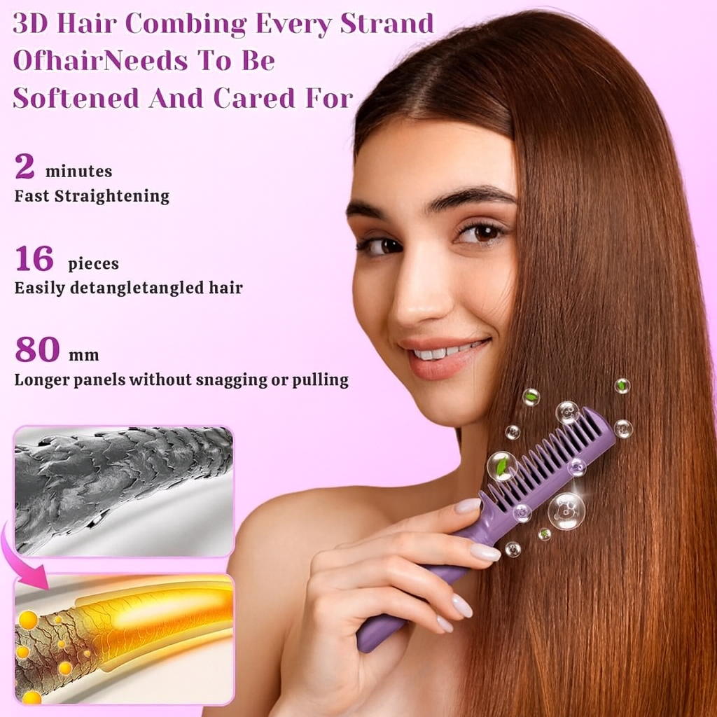 Meneflix Portable Mini Hair Straightener | Cordless Rechargeable Adjustable Hot Comb | Compact Travel-Friendly Hair Straightener for Quick Styling