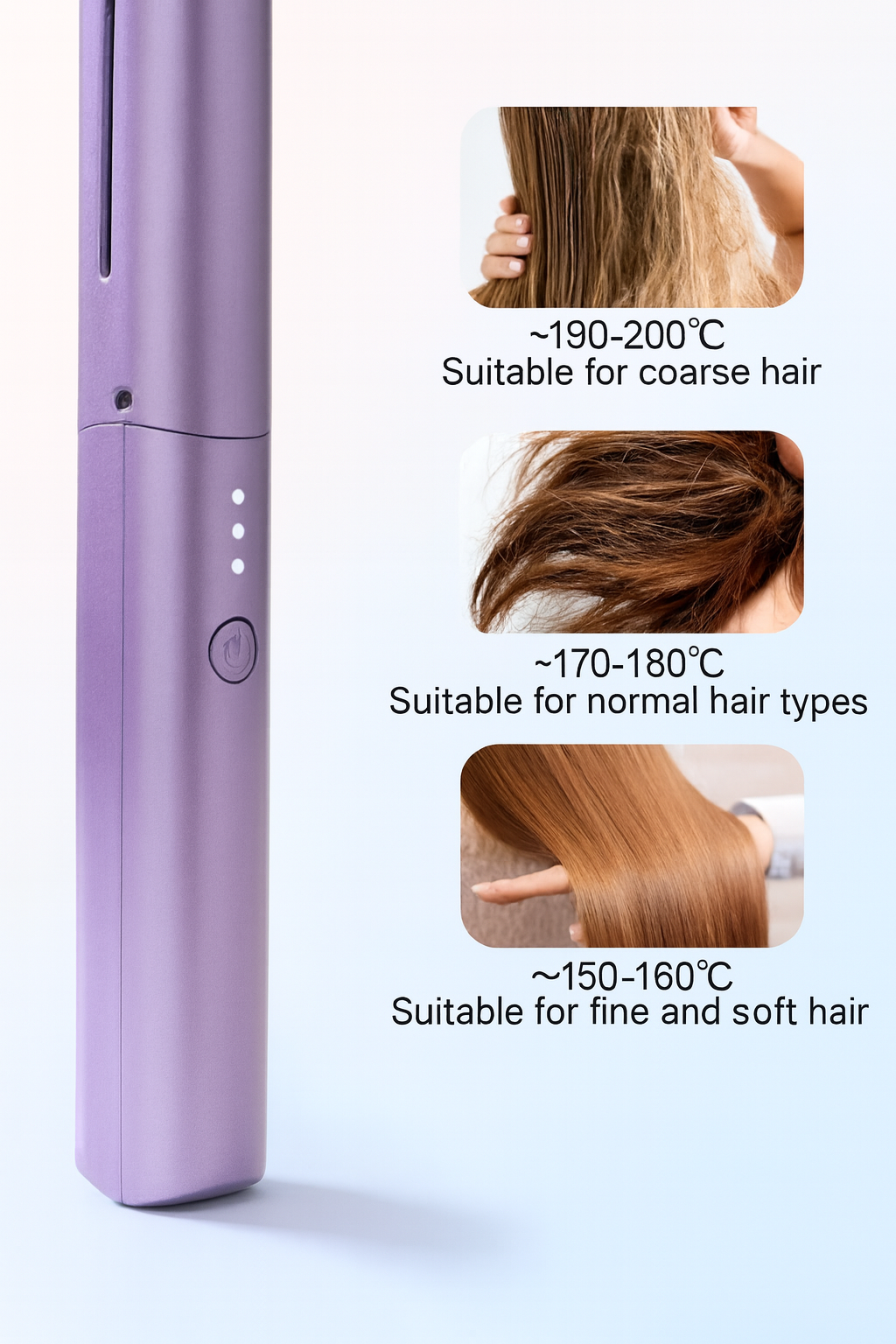 Meneflix Portable Mini Hair Straightener | Cordless Rechargeable Adjustable Hot Comb | Compact Travel-Friendly Hair Straightener for Quick Styling